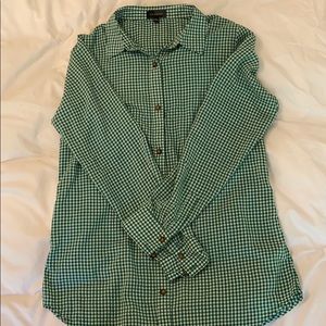 Green Gingham Plaid Button Down